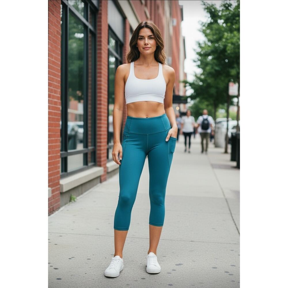 Athleta Lightening Capri In Teal. NWOT. Size 1X Athleisure Athletic Yoga Style